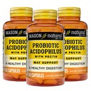 MASON NATURAL Probiotisk Acidophilus, 150 dages forsyning, understøtter regularitet og normal fordøjelse med Pectin & Calcium, 100 kapsler (pakning med 3)
