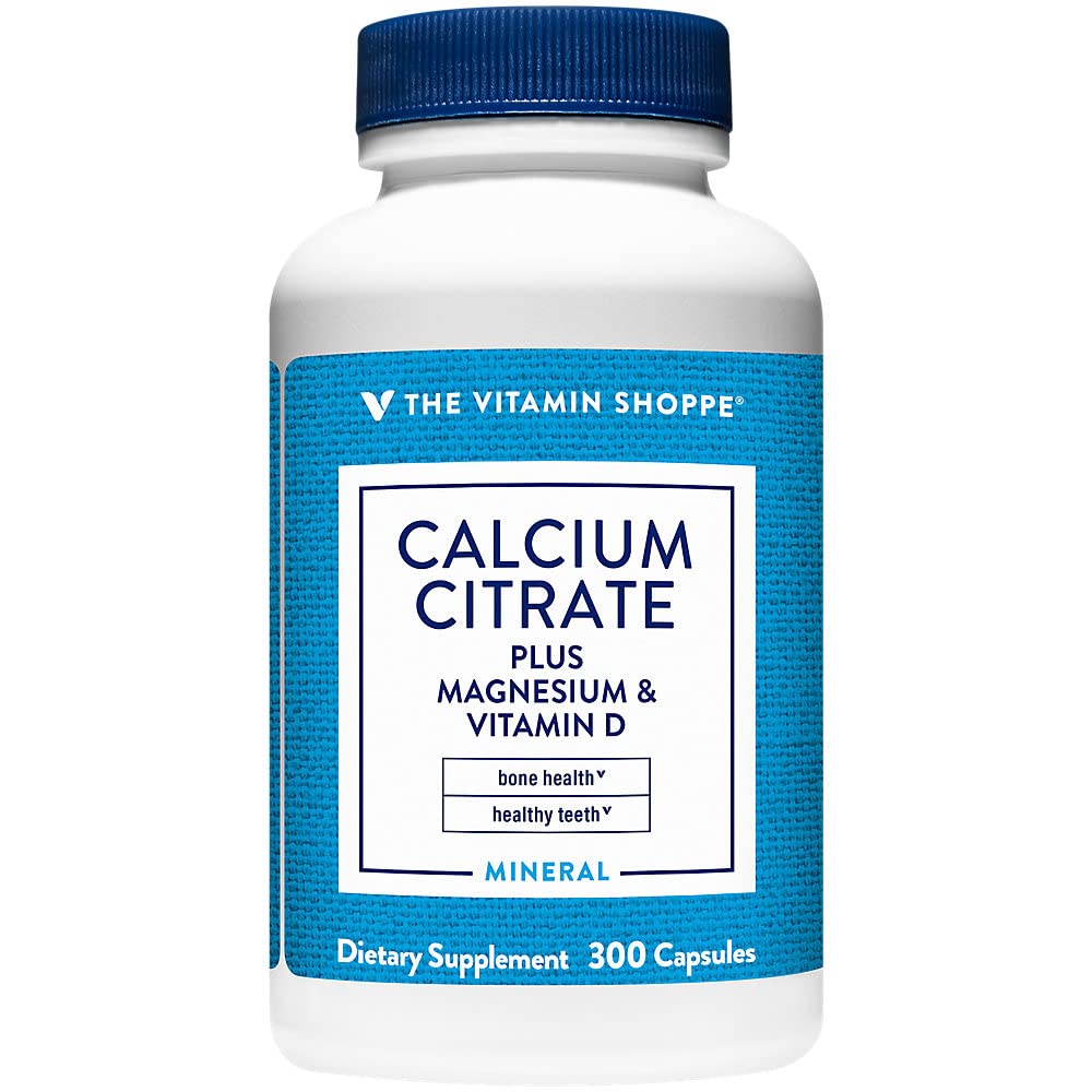 Vitamin Shoppe Calciumcitrat + Magnesium & D-vitamin, Multi- Mineral Bone Health Supplement, Vitamin D Aids Absorption, Calcium 999mg, Magnesium 567mg, D-vitamin 612IE per daglig dosis (300 kapsler)