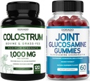 Colostrum (120 Greve) Bovine Colostrum Kapsler til voksne og Glucosamin Chondroitin (60 Gummies) Fælles Kosttilskud til mænd og kvinder med lækker Raspberry Flavor - Vegan Safe & Made i USA