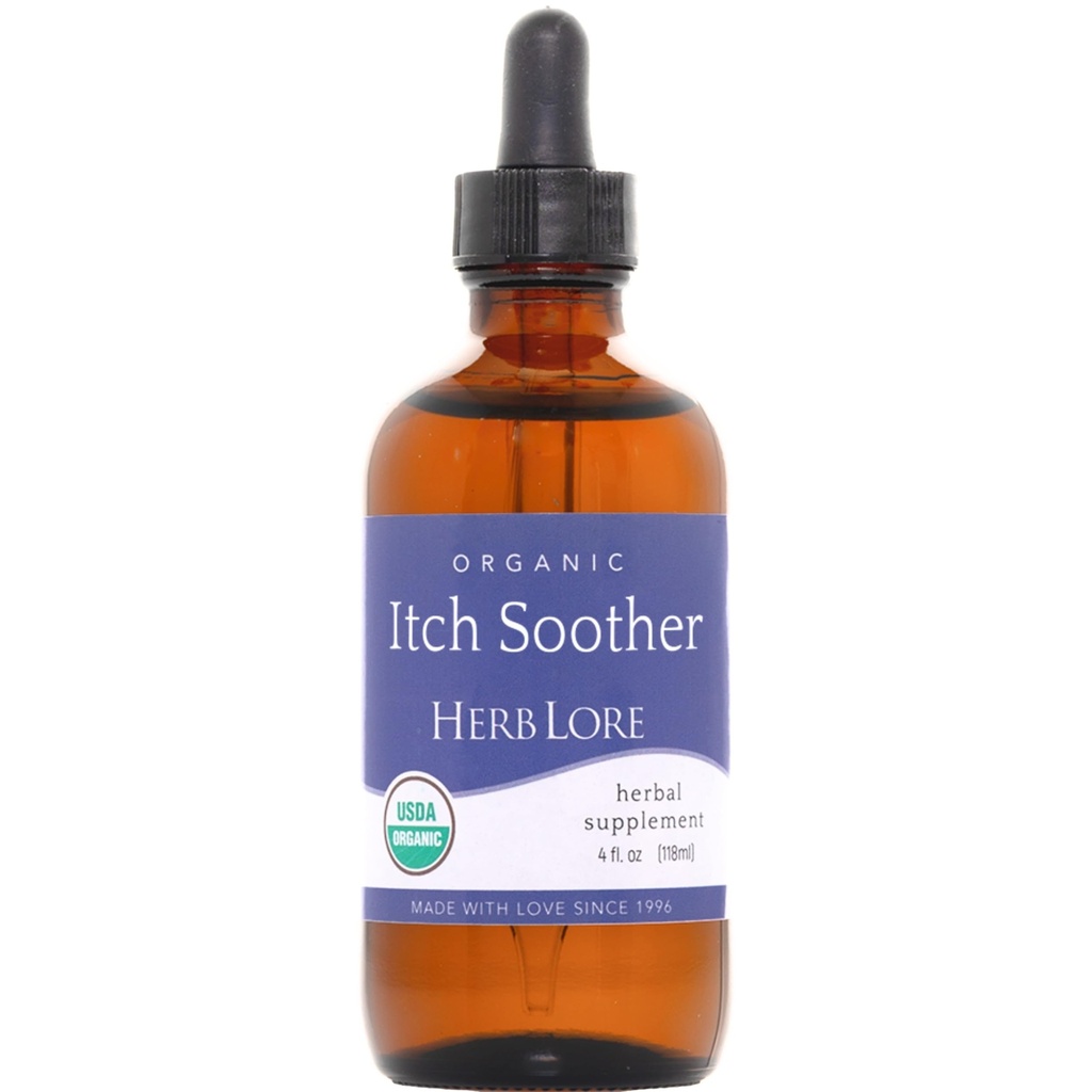 Herb Lore Organic Itch Soother Tincture - Soothes Itchy Pregnancy Skin & Rash, Liquid Milk Thistle, Dandelion & Yellow Dock Liver Support Supplement Drops (4 fl oz)