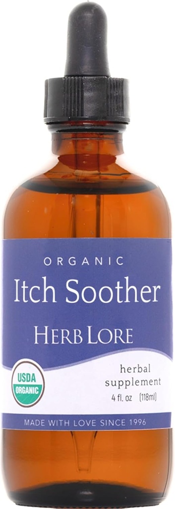 Herb Lore Organic Itch Soother Tinktur - Lindrer Itchy Graviditet Hud & Udslæt, flydende mælk tidsel, Mælkebøtte & Gul Dock Lever Support Drops (4 fl oz)