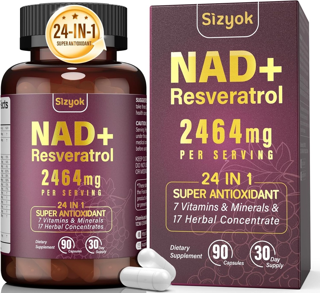 NAD Supplement, Liposomal NAD+ Supplement with Resveratrol, NAD Resveratrol Supplement - Boost NAD+ for Aging Defense, Energy, Focus - Ultra Antioxidant Capsules，30