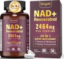 NAD Supplement, Liposomal NAD + Supplement med Resveratrol, NAD Resveratrol Supplement - Boost NAD + for Aging Defense, Energy, Focus - Ultra Antioxidant Kapsler