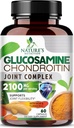 Glucosamin Chondroitin MSM 2100mg Complex - Joint Support for Joint Mobility & Comfort For mænd og kvinder med gurkemeje & Boswellia, Triple Strength Glucosamin Supplement - 60 kapsler