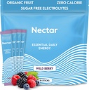 Nectar Energy Booster - Organic Coffein, B12 & Electrolytes - Sukker Free & Zero Calorie - Sund kaffe, Energidrik & Soda Alternativ - Hydration & Energy Supplement (Berry 18 Powder Packets)