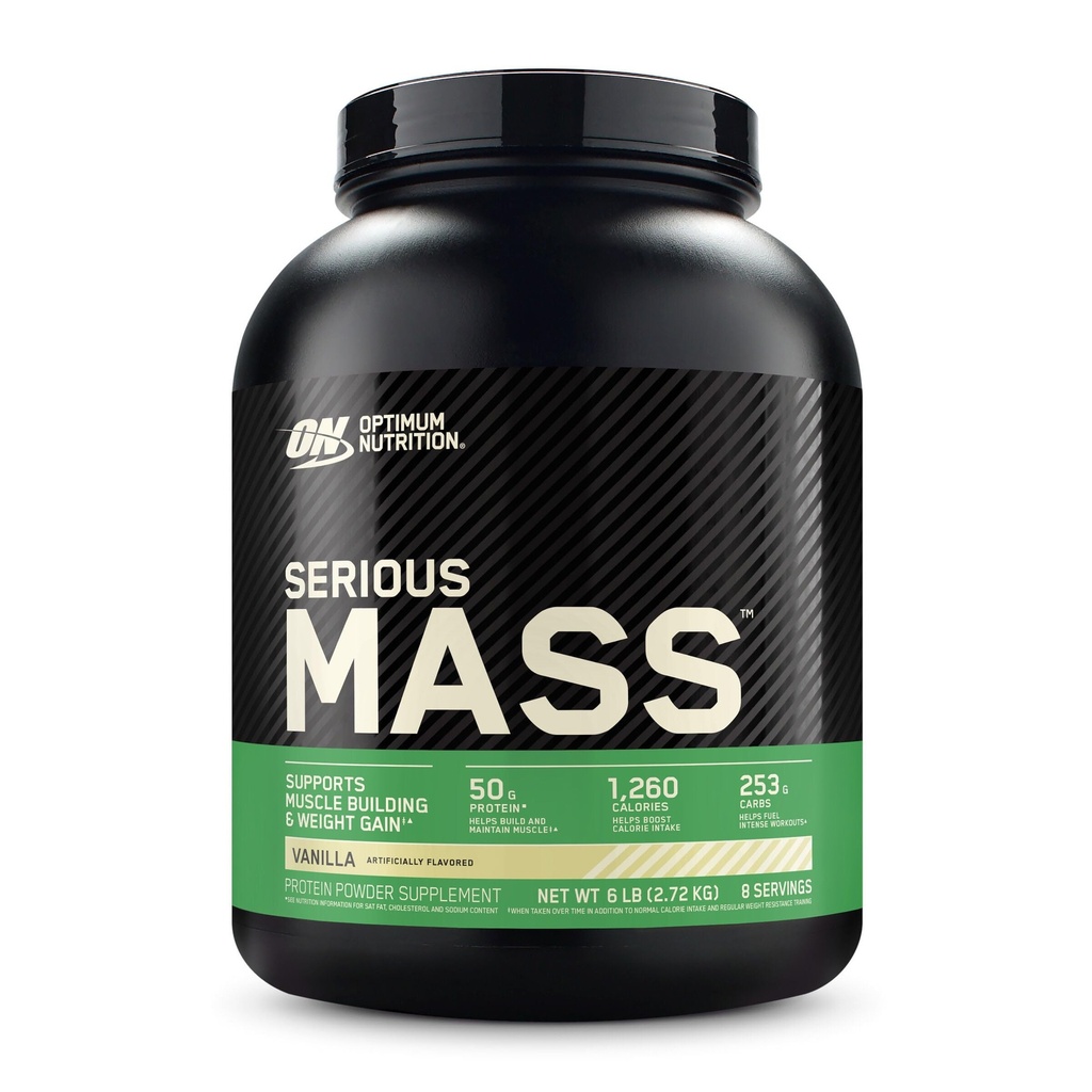 Optimal ernæring Alvorlig masse, vægt Gainer Protein Powder, Mass Gainer, C-vitamin og zink til immunforsvar, Creatin, Vanilla, 6 Pound (Packaging May Vary)