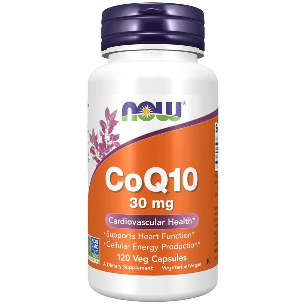 Now Foods Supplements, CoQ10 30 mg, Pharmaceutical Grade, All- Trans Form produceret ved gæring, 120 Veg Kapsler