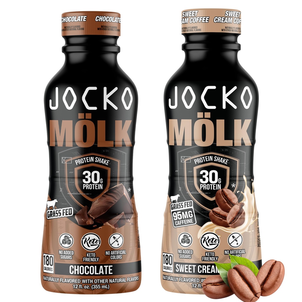 Jocko Fuel Mölk RTD Protein Shakes Bundle - Chokolade & Sweet Cream Coffee (24 Pack)