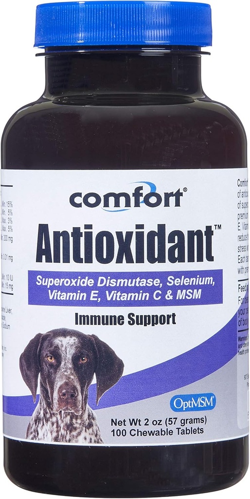 Kala Health COMFORT Antioxidant supplement til hunde, 100 greve, immunforsvar og hjælper med at reducere hudallergier, Indeholder: MSM, Superoxide Dismutase, Selen og C-vitamin & E, Lavet i USA