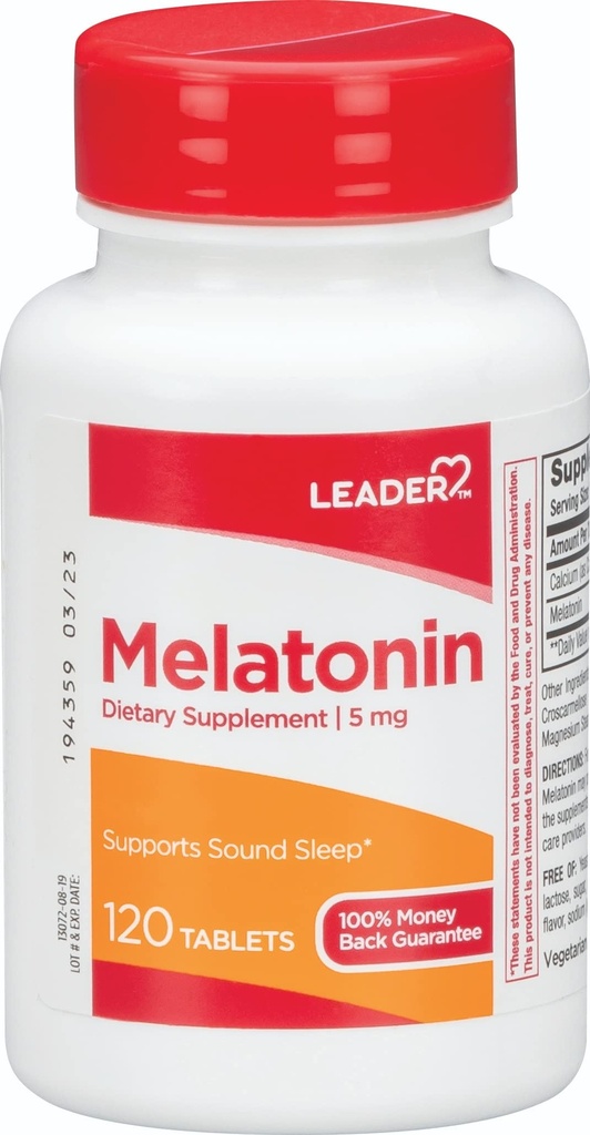 Leder Melatonin 5MG tabletter 120 Ct. Naturlig sovestøtte til afslappende nætter