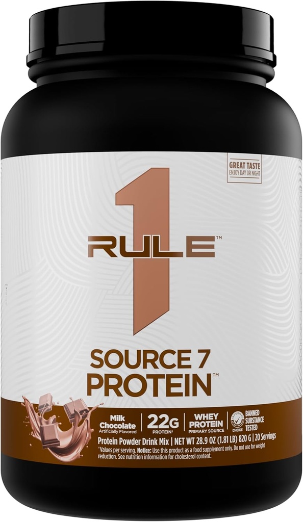 Regel 1 Source 7 Protein - Decadent Flavor, Velvety Glat Texture, 22g Anytime Protein, og 10g naturligt occurring EAA Per servering fra 7 Premium Kilder (1,8 pounds *, Milk Chocolate)