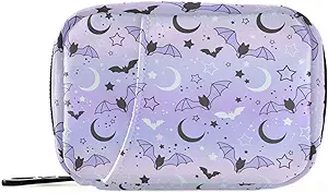 Pill Box Purple Bat Moon 7 Dag Pill sag rejse Pill Organizer Bag med lynlås Portable ugentlige Vitamin Medicin Supplement Holder Pouch Bag