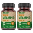 DEVA Vegan Vitamin D3 tillæg - Once- Per- Day tabletter med 1000 IE - Cholecalciferol - Lichen Plant Derived - 90 små tabletter, 2- pakning