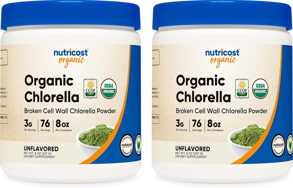 Nutricost Organic Chlorella 8oz (.5 LB) (2 flasker) - 3000mg Per Serving
