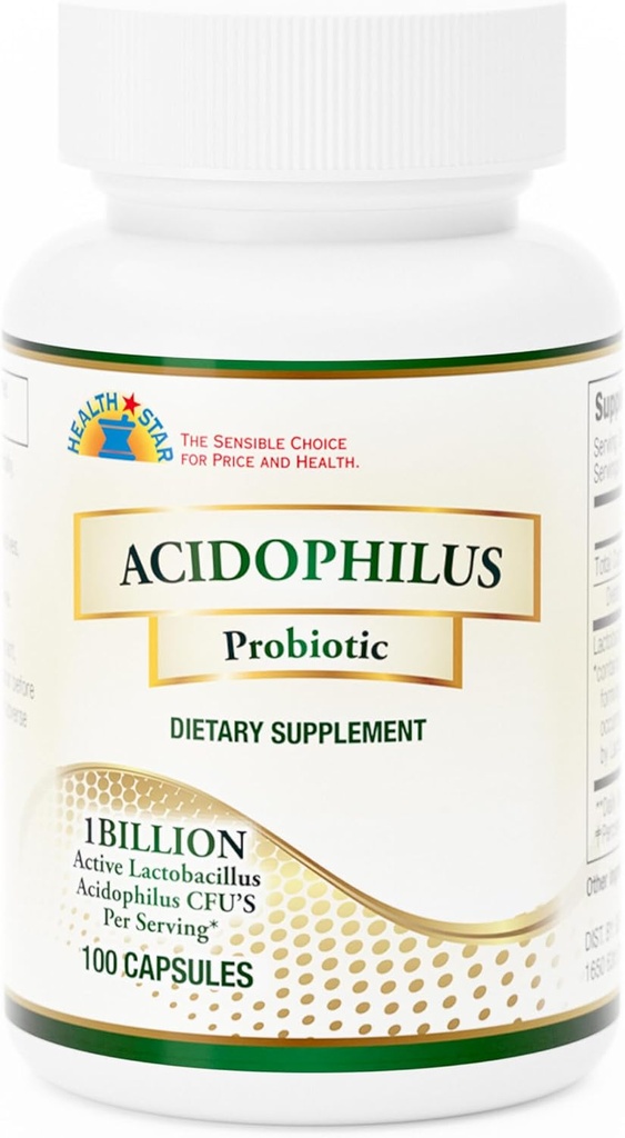 GeriCare Acidophilus 10mg probiotiske kapsler, understøtter fordøjelig Gut Flora Balance, immunboost Kosttilskud, (100 greve, pakke med 1)