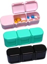 3 Stykker Pill Organizer, 3 Timer Daglig Fugt Bevis Pill Box Pocket Purse Portable Travel Vitamin Container Medicin sag