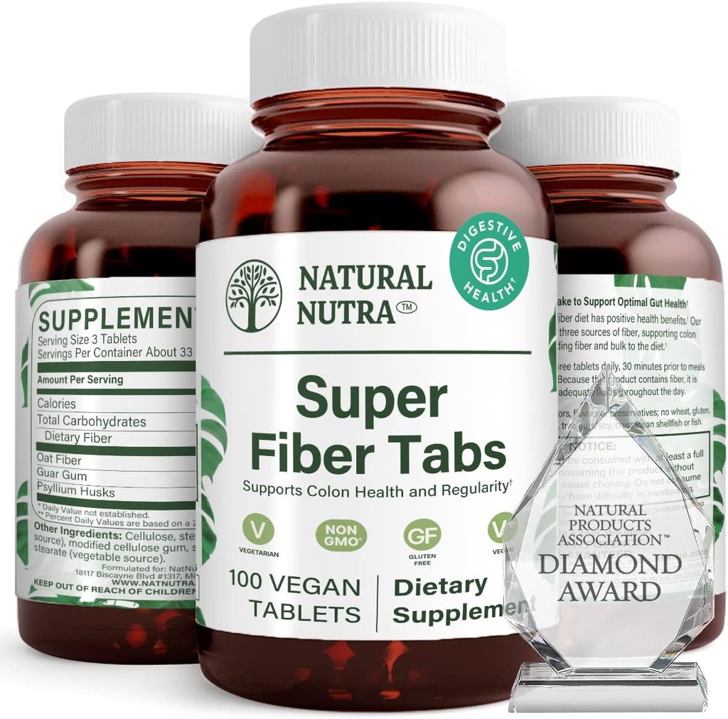 Naturlig Nutra Super Fiber supplement, fremmer fordøjelse og hjerte-kar-sundhed, Administrer vægt, beskytter hud sundhed, boost hjerte sundhed og immunsystem, ikke GMO, Gluten Free, Vegan, 100 Vegan