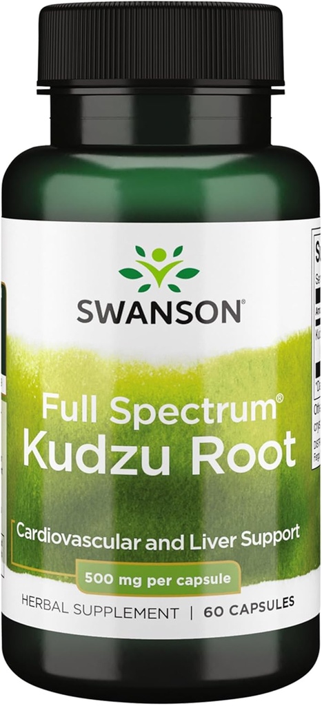 Swanson Fuld Spectrum Kudzu Root - Herbal supplement støtte hjerte sundhed & leversundhed - Kan støtte sundt blodtryk & Kolesterolniveauer - (60 kapsler, 500mg hver)