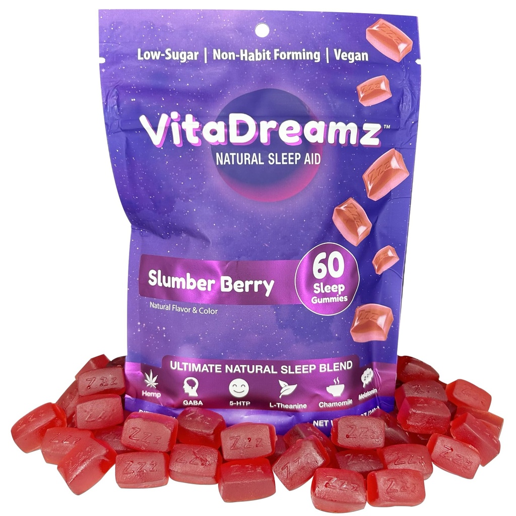 Melatonin Gummies for Sleep - Natural Sleep Aid Supplement med L- Theanine & GABA - SleeEZ Pillowz 60 Greve