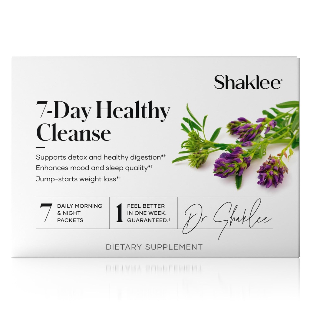 Shaklee - 7-Day Healthy Cleanse: Complete System Reset, and Energy Boost - With Probiotics, Liver Support, and Herbal Cleanse - Step-by-Step Guide - 7 Daily Morning & Night Packets