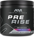 Amazing Muscle Pre Rise Budd124; Pre- Workout Powder supplement med Koffein & Beta- Alanine for mænd & Kvinder Budd124; 25 Servering (25 Servere, Blåbær Pomegranat Blast)