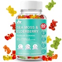 BIO VITALICA Sea Moss Gummies Elderberry BioVitalica - Vitamin C D + Zink - Irish Seamoss Vegan Gummy med Sea Moss Gel & Powder for Immunity, Detox - for voksne og børn