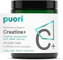 Puori Creatin monohydrat pulver med Taurine - Unflavored Creatin Powder, Pre- workout supplement for mænd og kvinder - Muscle Builder, forbedret workout ydeevne & styrke Building - 60 Servering