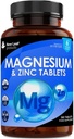 Magnesiumtilskud Magnesium og zinktilskud (6 måneder Tilgang) Høj Absorbency Magnesium & Zink - Muskelknogler & Sund Immunfunktion - Vegan, Non- GMO, Gluten- Free - 365 små tabletter