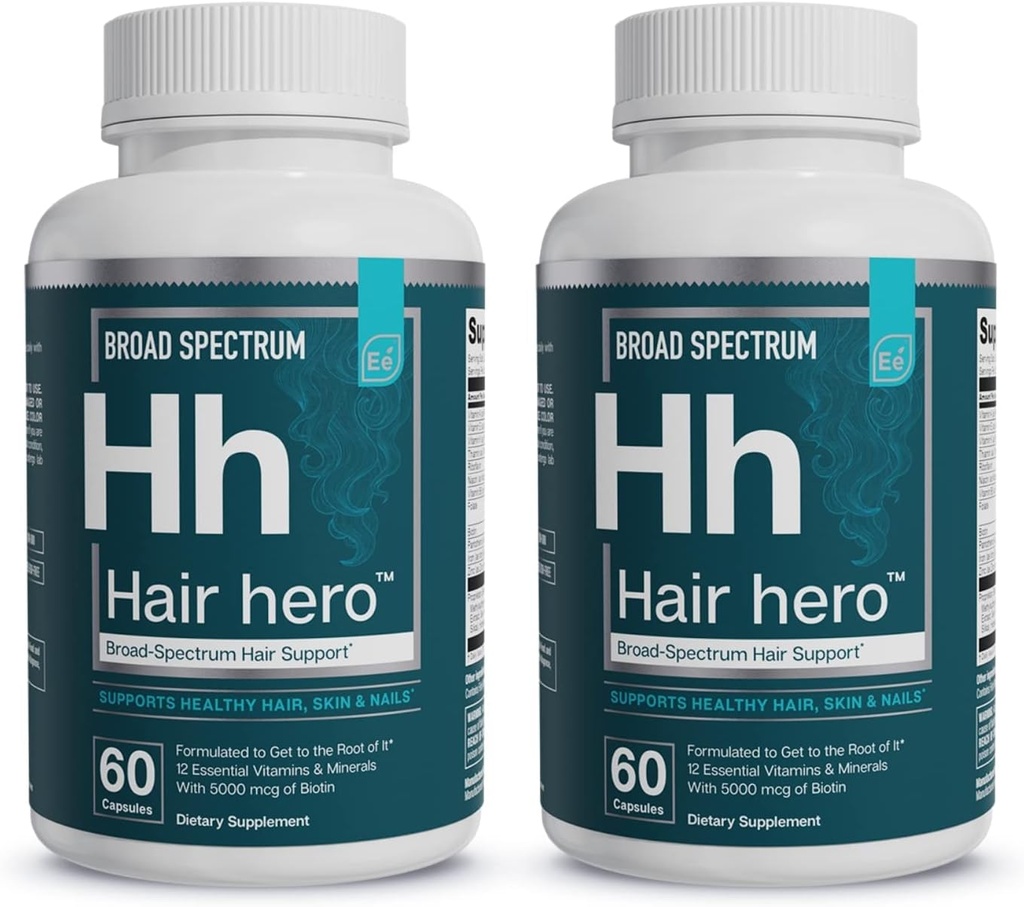 Essentielle elementer ® Hår Hero ™ - Hår vitaminer til mænd - Broad- Spectrum Support med 5000 mcg biotin - 60 greve - 30 Servere (2-Pack)
