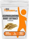 BulkSupplements.com Ashwagandha Root Extract Powder - Ashwagandha Supplement, Herbal Supplement - Vegan & Gluten Free, 600mg per Serving, 1kg (2,2 lbs) (Pack of 1)