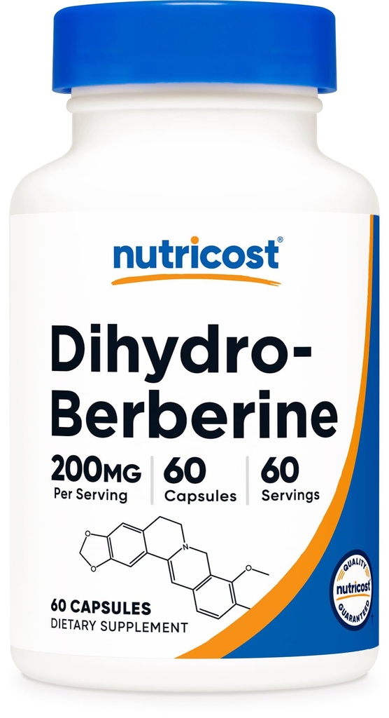 Nutricost Dihydroberine kapsler (200mg, 60 kapsler) - Mere Biotilgængelig metabolit af berberine