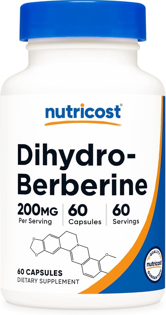 Nutricost Dihydroberine kapsler (200mg, 60 kapsler) - Mere Biotilgængelig metabolit af berberine