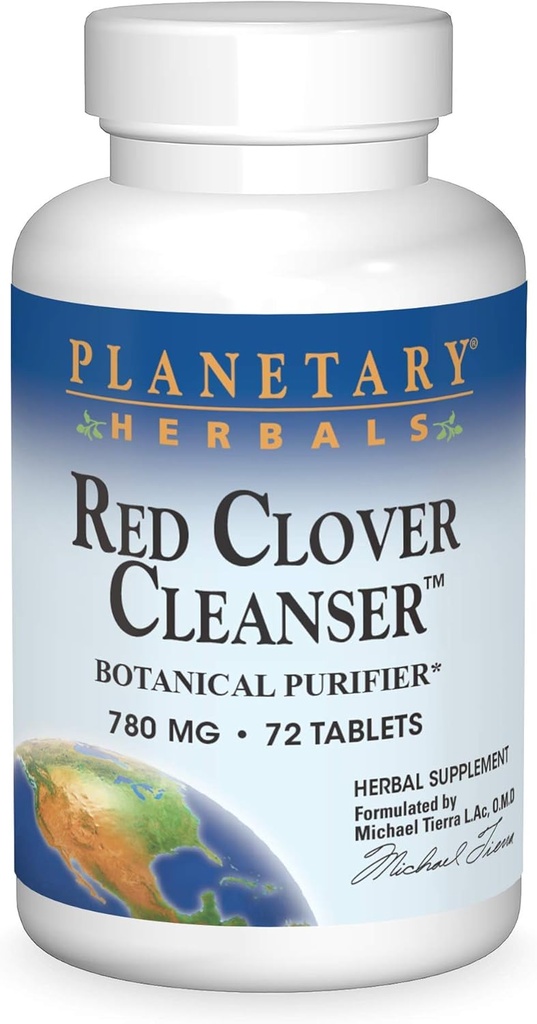 Planetariske Herbals Red Clover Cleanser Tablets, 72 Count