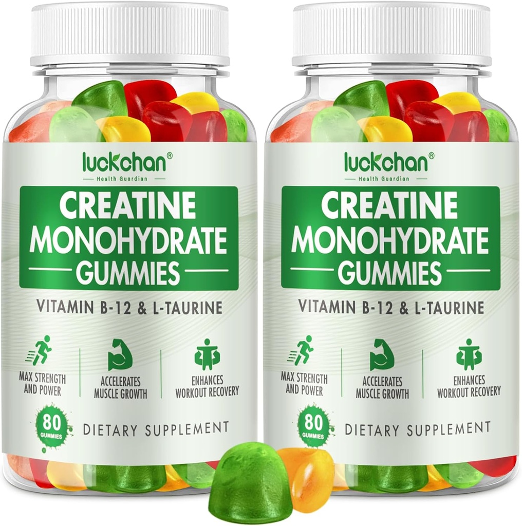 Creatin monohydrat Gummies 5g - Creatin for kvinder & mænd - Pre workout supplement til muskelstyrke, muskel builder, energi Boost Lavt sukker Chewable Creatinine Gummies 160 Tæl