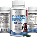 Thyreoideafunktion med jod - Metabolisme Booster, Energy Booster, Forøg fokus - Premium Non- GMO Thyreoideatillæg 60 Kapsler