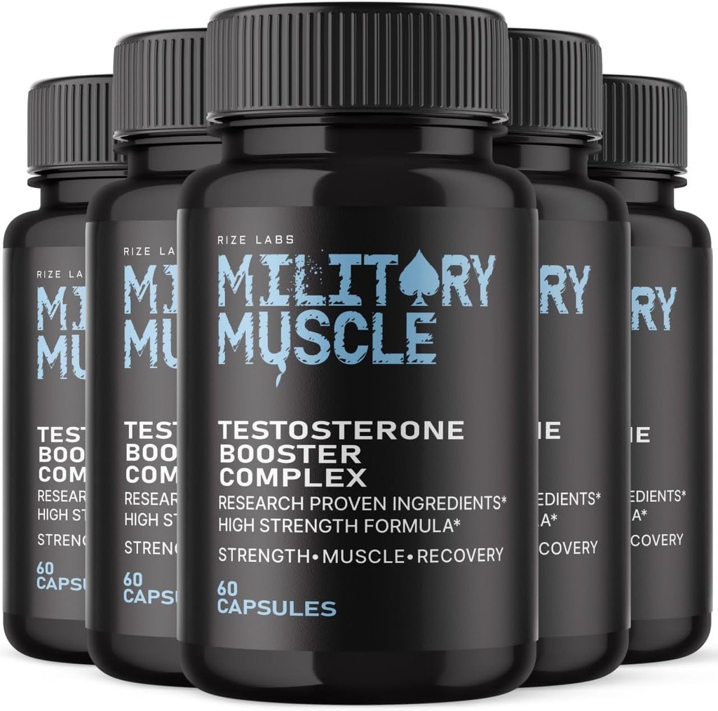 rize laboratorier Mænd militære muskel, Alle naturlige kost supplement til at forbedre ydeevne, Kapsler fremme Stamina og energi - pakke med 5 (300 Kapsler)