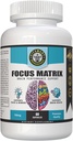 Fokus Matrix (1 flaske) Hjernehelbred- for bedre fokus, hukommelse, opmærksomhed, koncentration, Ginkgo biloba Leaf, Bacopa Monnieri, Focus pill