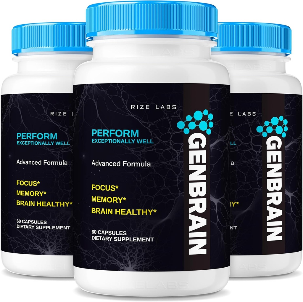 rize laboratorier GenBrain Memory Supplement, GenBrain Extra Strength Brain Support Capsules, GenBrain Advanced Memory Complex, GenBrain Pure All- Natural Pills, Gen Brain Anmeldelser (180 Kapsler) (Pack of 3)