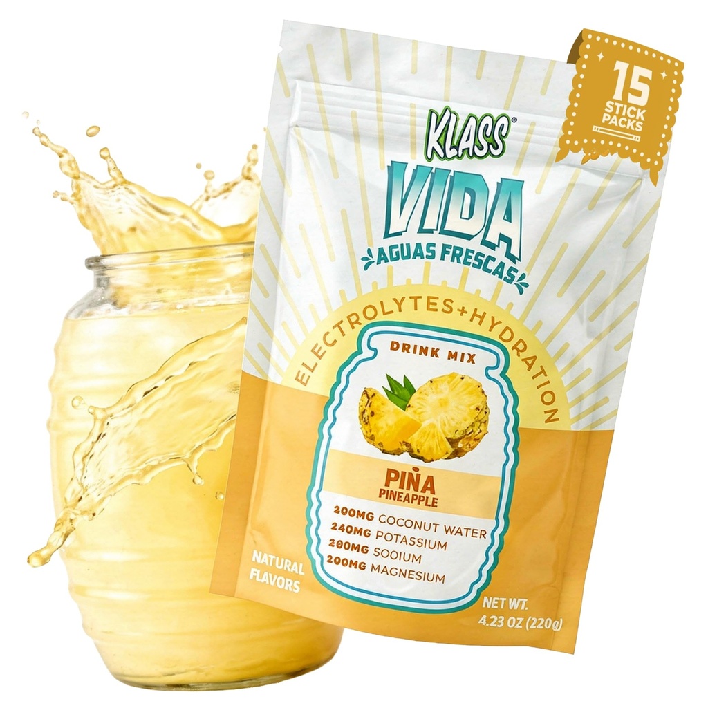 Elektrolyte Drink Mix - Ananas Agua Fresca Flavor Buddy 124; sukkerfri hydrering pulver med kokos vand & mineraler Buddy 124; 15 Single-Serve Stick Packs, Lav kalorie, Natural Flavor