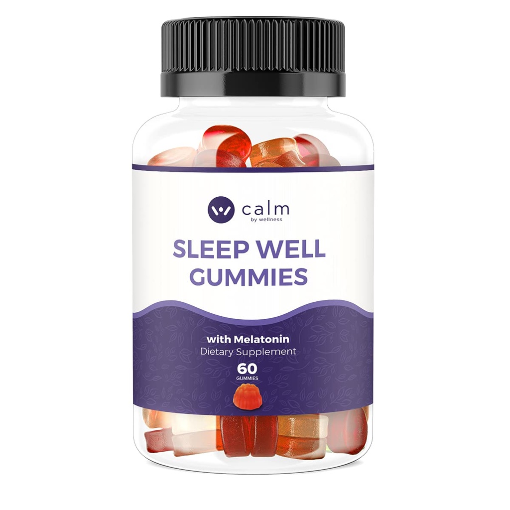 Rolig ved Wellness Sleep Well Gummies, Ekstra styrke Gummy med Melatonin, Natural Sleep Support, 30 Greve