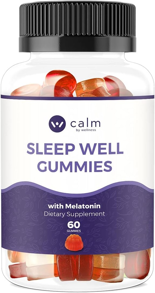 Rolig ved Wellness Sleep Well Gummies, Ekstra styrke Gummy med Melatonin, Natural Sleep Support, 30 Greve