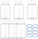 Sibba Clear Pill Flaske 6 Pcs Tomme Medicine Arrangører 30ML Jar Powder Box Lagring Transparent Reagens Containers Plastic Dispenser læk Bevis Caps Receptacle for Toillity Counter Labels