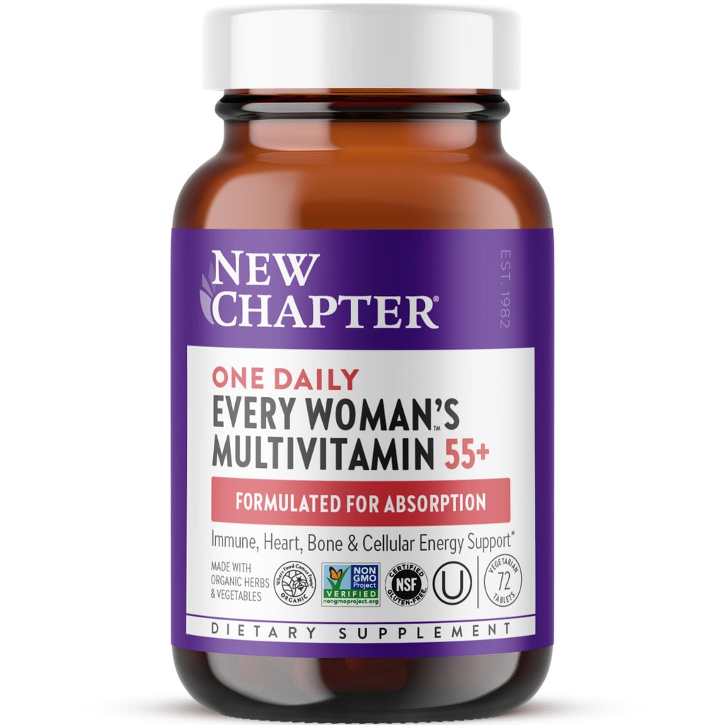 Nyt kapitel Kvinder Multivitamin 55 +, Astaxanthin, B6, B12, D3, C-vitamin & zink, immunforsvar, hjerte, cellulær energi, og ben støtte, genert på Maven, en daglig, non-GMO, glutenfri, 72 tabletter