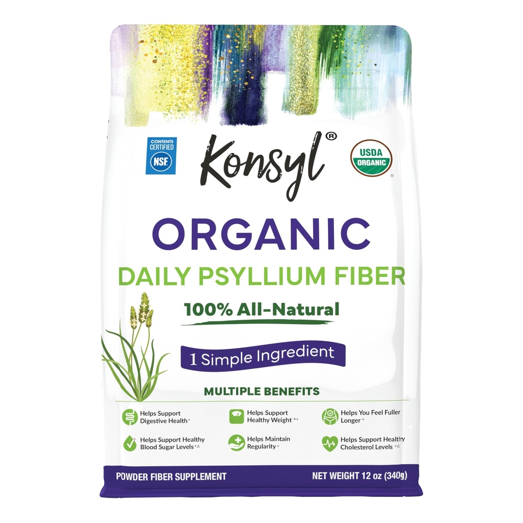 Konsyl Organic Psyllium Husk Powder, 5g Plant Based Opløselig Fiber per servering - USDA Organic, Non- GMO, Gluten Free, Sugar Free, Vegan, 12 Ounce (Pack of 1)