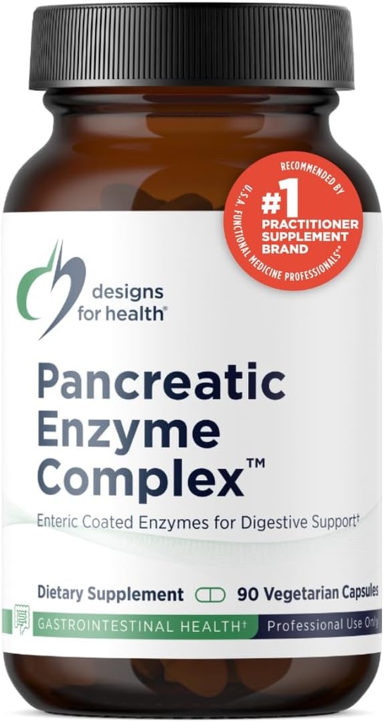 Design for sundhed Pancreatic Enzymes Complex - fordøjelsesenzymer + bromelain supplement - support fordøjelse + Gut Health - forsinket frigivelse kapsel med pancreatic enzym, Ox Bile (90 kapsler)
