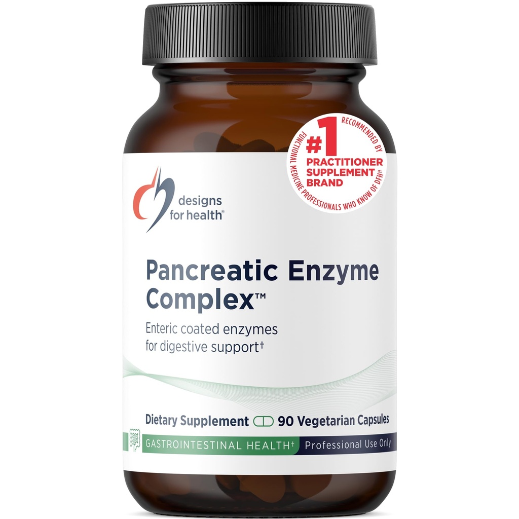 Design for sundhed Pancreatic Enzymes Complex - fordøjelsesenzymer + bromelain supplement - support fordøjelse + Gut Health - forsinket frigivelse kapsel med pancreatic enzym, Ox Bile (90 kapsler)