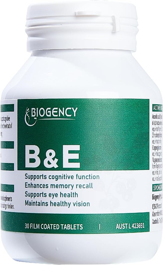 B & E Zeaxanthin + Lutein Eye Care Vitamin Supplement - 1 Pack 30 Tablets Protects and Enhances The Total Eyes Health Natural Ingredients, Gluten- Free Vegan- Friendly, for voksne og børn