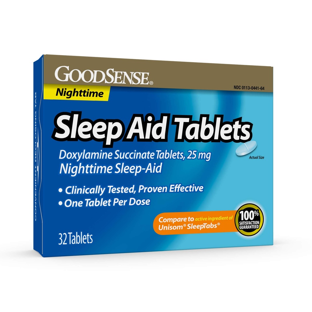 GoodSense Sleep Aid Doxylamin Succinat tabletter, 25 mg, 32-tal, Nighttime Sleep Aid til at hjælpe dig med at falde i søvn