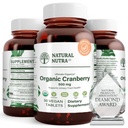 Naturlig Nutra Organic Cranberry Extract Supplement, Hjælp med at forebygge urinsyregigt, Promoes Bone Health, Hjælp med at bevare hjertets sundhed, Forbedre fordøjelsen, Promodere hud sundhed, 30 tabletter, One Month Supply