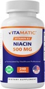 Vitamatisk Niacin (vitamin B3) 500mg, Vedvarende udgivelse, 240 tabletter - Non- GMO & Gluten Free